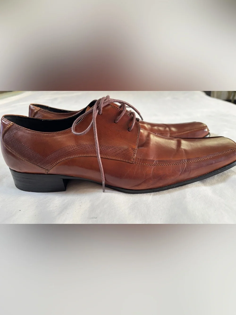 Kenneth Cole NY Brown Leather Square Toe Dress Shoes Men’s 11